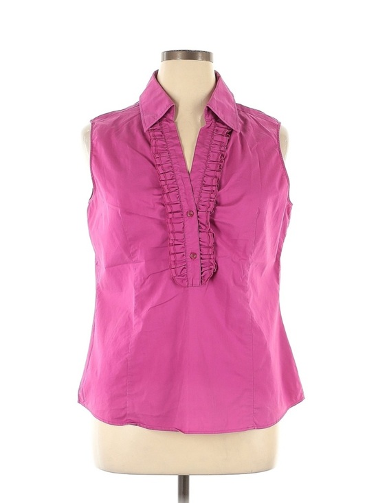 New York & Company Tops - Size XL New York & Company Sleeveless Ruffle-Front Blouse - Fuchsia Pink
